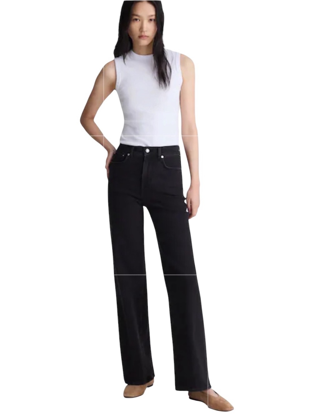 MADEWELL Women’s Tall The Wide-Leg Jean in Super‎ Stretch Denim Black Size 26T